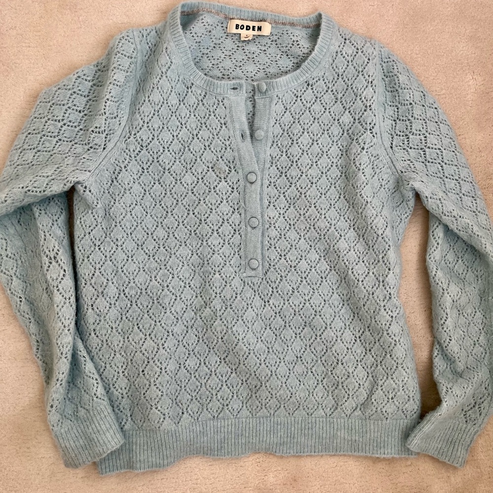 Boden Women's Light Blue Lace Sweater
